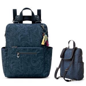 New! SAKROOTS Recycled Eco-Twill Loyola Convertible Backpack Crossbody Bag Blue